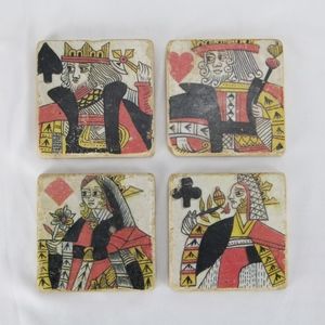 Set Of 4 Tumbled Marble Kings & Queens Coasters